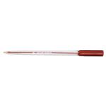 5 Star Office Ball Pen Clear Barrel Medium 1mm Tip 0.7mm Line Red (Pack of 20) FS938659