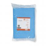 The photograph features a pack of 25 5 Star Cloths and Wipes, each measuring 500x300mm. These heavy duty cleaning cloths have a blue color and are anti-microbial, made of 76gsm material. Perfect for keeping your facilities sparkling clean.