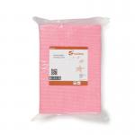 This picture features a pack of 25 heavy duty cleaning cloths from 5 Star Facilities. Each cloth measures 500x300mm and is red in color. The cloths are anti-microbial and have a 76gsm weight. They are perfect for tough cleaning tasks.