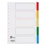 5 Star Elite Dividers 5-Part Polypropylene Multipunched Multicolour Tabs A4 White FS940163