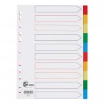 The image shows a set of 5 Star dividers and indexes with a 5 Star Elite label. The dividers have 10 parts and are made of a white, polypropylene material. The tabs are multipunched and come in various colors, making it easy to organize and label documents. The dividers are in A4 size and appear to be of high quality.