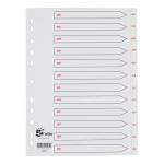 5 Star Elite Index Jan-Dec Polypropylene Multipunched A4 White With Red Text Tabs 940322