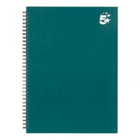 5 Star Wirebound Hardback Notebook Ruled A4 140 Page Teal (Pack of 5) 943474 FS943474