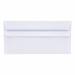 This photo showcases a pack of 1000 white 5 star DL envelopes. The envelopes are made of 90gsm paper and feature a wallet design with a self-seal closure. The DL size is 220x110mm.