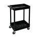 Multipurpose 2 Shelf Trolley with Uprights Moulded Polyethylene 150kg Capacity Black GI927L GA78656