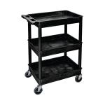 Multipurpose 3 Shelf Trolley with Uprights Moulded Polyethylene 150kg Capacity Black GI937L GA78657