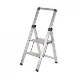 Climb-It 2 Tread Slim Step Ladder with Handrail 475x55x1160mm Aluminium FS192Z GA78728