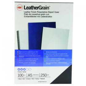 GBC LeatherGrain A5 Binding Cover 250 gsm Black (Pack of 100) 4400017