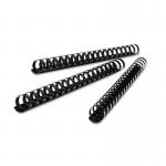 This photograph shows a pack of 50 black GBC Binding Combs, specifically the GBC CombBind A4 45mm variety. The combs are neatly stacked on top of each other and clearly labeled, showcasing their professional and organized appearance. The black color adds a sleek and sophisticated touch to any bound documents.