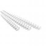 The picture shows a sleek and shiny silver binding wire pack with 34 loops, designed specifically for A4 documents. The pack contains 100 wires, each measuring 6mm in length. These high-quality GBC binding wires are ideal for securely binding important documents or reports.