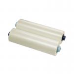 The image shows the GBC Laminating Film GBC Ultima 35 Ezload Film Roll, with a width of 305mm and length of 60m. The film has a thickness of 2x125 Micron, and the pack contains 2 rolls. The packaging displays the product name and model number. The film appears smooth and glossy, with a transparent finish. The rolls are neatly stacked side by side, ready for use. The packaging is labeled with the brand name and logo, and includes important information and warnings.