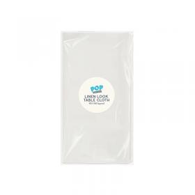 Linen Look Tablecloth 1200x1800mm White Pack of 18 PAR11564OB GEM11564