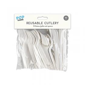 Reusable Plastic Cutlery x48 Pack of 24 PAR5940 GEM35940
