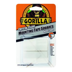 Gorilla Mounting Tape Squares Clear Pack of 24 3044111 GG00608