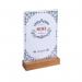 Exacompta Portrait Stand Up Sign Holder A5 with Wood Base 85258D GH10939