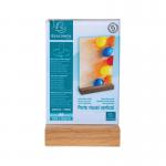 Exacompta Portrait Stand Up Sign Holder A6 with Wood Base 86258D GH10940