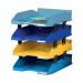 Exacompta Bee Blue Letter Trays Recycled A4 Set of 4 Assorted 113202SETD GH11320