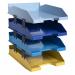Exacompta Bee Blue Letter Trays Recycled A4 Set of 4 Assorted 113202SETD GH11320
