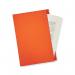 The picture shows a stack of 100 Exacompta Guildhall Square Cut Folders in bright orange, with a sturdy 315gsm weight. The folders are neatly placed on top of each other, ready to organize important documents and files in the Guildhall Square Cut design.