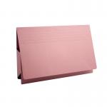 The photograph shows a stack of 25 pink Exacompta Guildhall Probate Document Wallets from Guildhall Legal, each made of 315gsm paper. The wallets are neatly organized and feature a secure closure flap. The pastel pink color adds a touch of elegance to the durable and functional document wallets.
