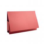 This photograph captures a vibrant red Guildhall Legal Exacompta Guildhall Probate Document Wallet, made with durable 315gsm material. The pack includes 25 wallets, perfect for storing important documents.