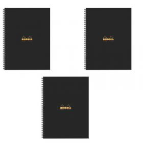 Rhodia Business A4 Book Wirebound Hardback 160 Pages Black (Pack of 3) 119232C GH15280