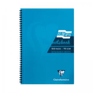 Clairefontaine Europa Notebook 180 Pages A4 Turquoise Pack of 5 5802Z