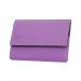 The photograph shows a pack of 50 violet Guildhall Document Wallets. Each wallet is foolscap sized and has the Guildhall logo embossed on it. The wallets are neatly organized and ready to use for storing important documents.