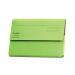 The image shows a pack of 25 bright green Exacompta Forever document wallets, made of manilla paper and designed for foolscap documents. The wallets have a secure flap closure and are perfect for organizing and storing important papers.