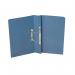 The image shows a pack of 25 Exacompta Guildhall heavy-duty transfer spiral files in blue color. Each file is made of 420gsm heavyweight material, with a foolscap size to accommodate larger documents. The files feature a transfer mechanism and pocket for easy organization and safekeeping of important papers.