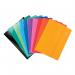 This image shows a pack of 25 Exacompta Document Wallets in assorted colors. Each wallet is a pocket size and designed to hold foolscap documents. The bright Iderama colors add a pop of color to your filing system.