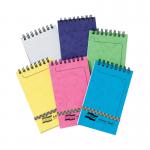 The photograph shows a pack of 20 Europa Minor Notemakers, each measuring 127x76mm, from Clairefontaine. The wirebound notebooks are assorted in color and have a distinctive 3151 GH3151 design.