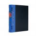 The photograph captures two bright blue Guildhall GL Ergogrip 2 ring binders in A4 size, neatly organized and stacked on top of each other. The binders are labeled with the iconic Guildhall logo and have a smooth, glossy finish. The thick, durable rings and spine provide a sturdy structure for holding and storing important documents.