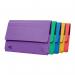 The picture shows a pack of 25 Exacompta Europa pocket wallets in assorted colors. The wallets are made of high-quality material and are designed to hold foolscap size documents securely. Each wallet has a pocket on the front and back for labeling and is perfect for organizing important papers.