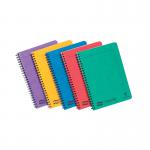 This photograph captures a group of 10 colorful Europa Notemaker A5 notebooks, each with a durable wirebound spine and Clairefontaine paper. Each notebook features a unique assortment of vibrant covers in a variety of hues and designs.