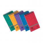 The photograph shows a pack of 20 assorted Europa Wirebound Clairefontaine Europa Minor Notepads. Each notepad measures 127x76mm and has a vibrant color cover. The wire binding keeps the pages secure and the compact size makes it easy to carry around.