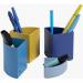 The image shows a desk set and tidy from ExaClair Limited. The set includes the Exacompta Bee Blue Quarter Desk Tidy, which is made from recycled materials. The desk tidy comes in assorted colors and is labeled with the product numbers 68202D and EA GH82026.