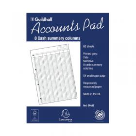 Exacompta Guildhall Account Pad 8-Column Summary A4 1589 GHGP8S