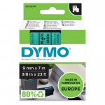 Dymo 40919 D1 9mm x 7m Black on Green Tape 10076J