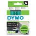 Dymo 40919 D1 9mm x 7m Black on Green Tape 10076J