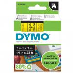 Dymo 43618 D1 6mm x7m Black on Yellow Tape 10082J