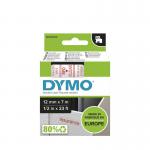Dymo 45012 D1 12mm x 7m Red on Clear Tape 10085J