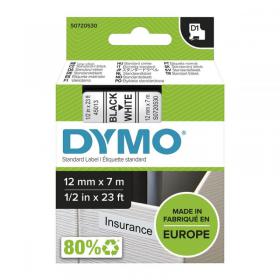Dymo 45013 D1 12mm x 7m Black on White Tape 10086J