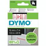 Dymo 45015 D1 12mm x 7m Red on White Tape 10088J