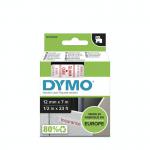 Dymo 45015 D1 12mm x 7m Red on White Tape 10088J
