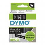 Dymo 45021 D1 12mm x 7m White on Black Tape 10094J