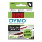 Dymo 45807 19mm x 7m Black on Red Tape 10104J