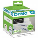 Dymo 99017 12mm x 50mm Suspension File Labels Black on White 10184J