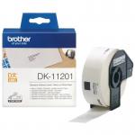 The image shows a set of Brother paper labels, specifically the DK11201 Standard Address Labels with the model number 11106J. The labels appear to be white with black text and a rectangular shape, with the Brother logo at the top. The labels are neatly stacked on top of each other.