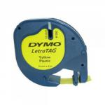 Dymo 91202 12mmx4m Black On Yellow Plastic Tape